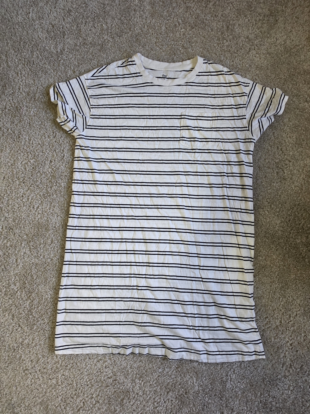 dip White Tee Dress with Black Stripes